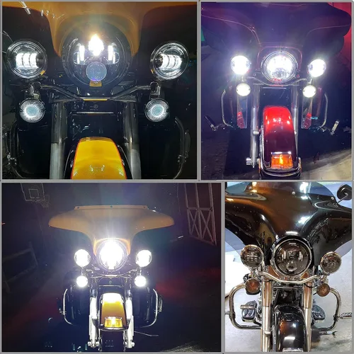 Miniatura 5 de AlyoNed Faro LED de 7 pulgadas para motocicleta 4.5" Luces antiniebla de paso Kit DOT Compatible con Harley Davidson Fat Boy Street Glide Heritage