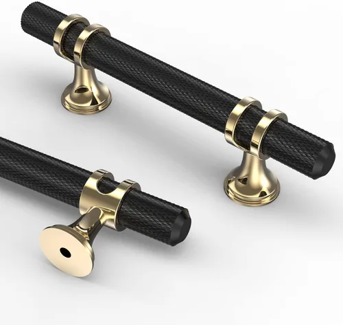 Miniatura 49 de Asidrama - Paquete de 10 manijas para gabinete de cocina de 3 pulgadas (76mm) de color negro mate y bronce champán, tiradores para gabinete