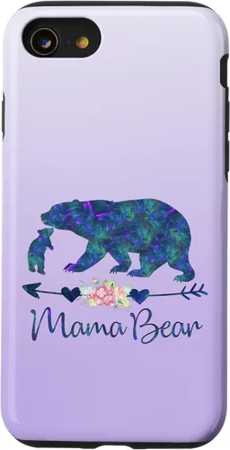 Miniatura 18 de Teal Blue Purple Floral Mama Bear and One Cub Silver Purple Case for iPhone 17
