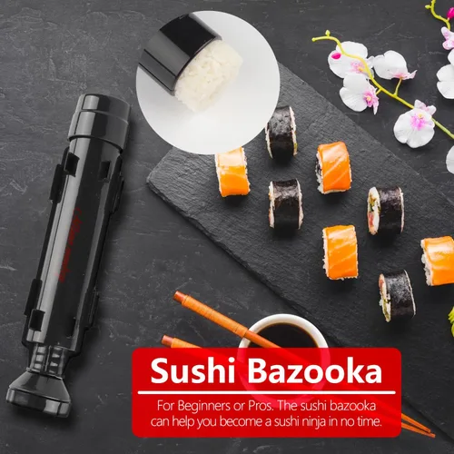 Miniatura 14 de Albino monkey Kit de fabricación de sushi con cuchillo Pro Sashimi – Rollo de más de 10 tipos de sushi – Bazuca de sushi, bambú + alfombrillas aptas