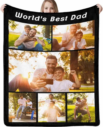 Miniatura 32 de Artsadd Manta personalizada con foto, mantas personalizadas para papá y abuelo, regalos del Día del Padre, manta conmemorativa para la familia