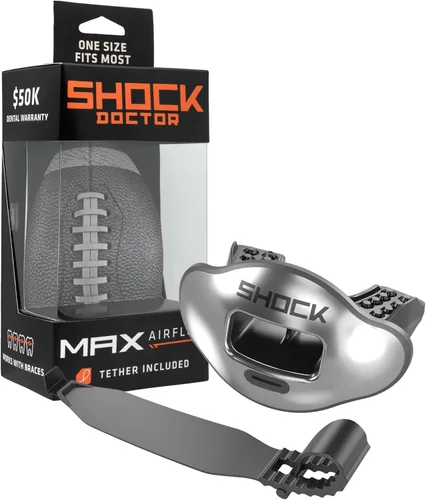 Miniatura 19 de Shock Doctor Protector Labial, Protector Bucal para Adultos y Jóvenes de Fútbol Americano con Correa, Boquilla de Fútbol Americano Transpirable