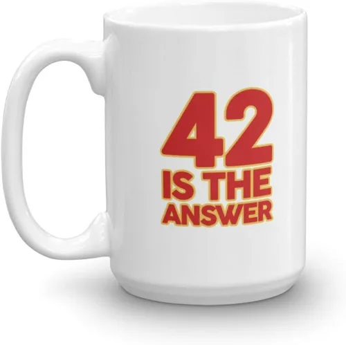 Miniatura 9 de Taza con texto en inglés "42 is the answer Dont Panic Hitchhikers Guide to the Galaxy", 11onza, Blanco