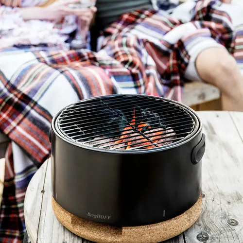 Miniatura 5 de BergHOFF LEO - Parrilla portátil para barbacoa de mesa con base resistente al calor, correa fácil de transportar y asas desmontables, elementos Negro