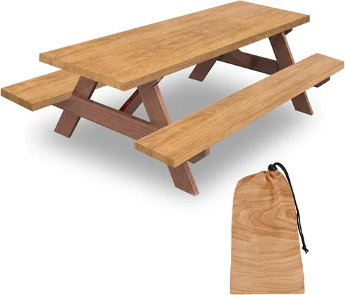 Miniatura 25 de Funda para Mesa y Banco de Picnic de 5 Pies, Esenciales de Camping Equipo para RV, 60 Pulgadas Impermeable Resistente al Viento Mantel Exterior
