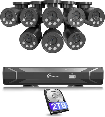 Miniatura 11 de Loocam Sistema de cámara de seguridad con cable 8MP 8CH NVR 2TB HDD, 4pcs 4K PoE Sistema de cámara AI Detección de vehículos humanos, sistema