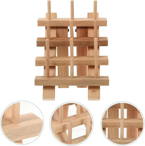 Miniatura 2 de Estante de hilo de madera para 12 carretes/conos, organizador de hilo plegable de madera, organizador de hilo de bordar para coser, bordar