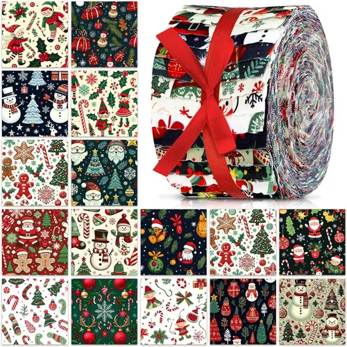 Miniatura 28 de Ganeen 100 piezas de rollo de tela para acolchado floral rosa y morado, cuadrados de tela de 2.56 pulgadas, tiras de tela de jalea precortadas