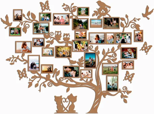 Miniatura 11 de JustLikeWood Calcomanía de pared grande de madera para árbol genealógico de 122 x 90.55 pulgadas con marco, gran familia, decoración del hogar