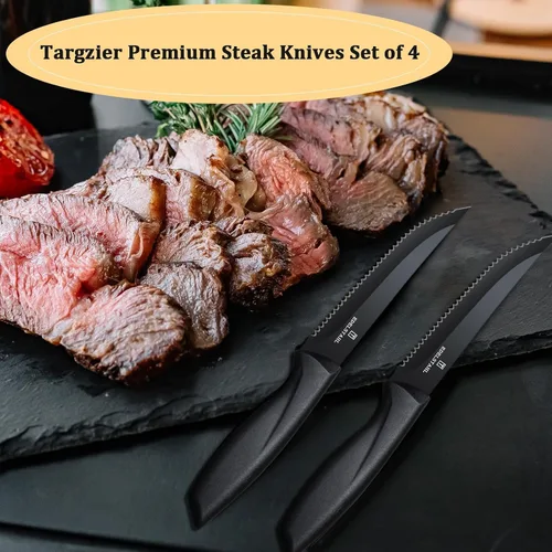 Miniatura 7 de Juego de 4 cuchillos para bistec, cuchillo premium para bistec, juego de cuchillos para bistec de acero inoxidable, cuchillo para bistec dentado
