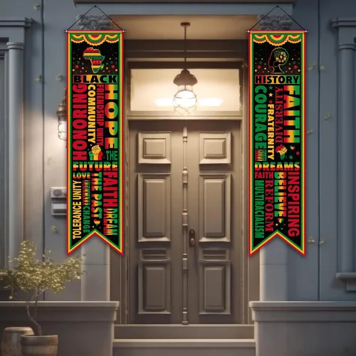 Miniatura 6 de Blulu 2 pancartas negras para puerta del mes de la historia, decoraciones para el aula, letrero de porche afroamericano, cartel inspirador