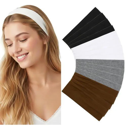 Miniatura 16 de Huachi Diademas antideslizantes para mujer, paquete de 16 bandas elásticas deportivas para el cabello para mujer, diadema de tela de algodón suave