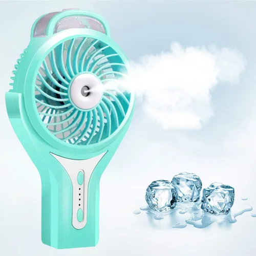 Miniatura 7 de Ventilador de nebulización de agua portátil de mano para viajes, funciona con batería recargable o alimentado por USB, humidificador y ventilador