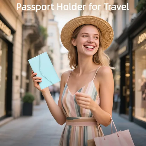 Miniatura 58 de Zoppen - Billetera de viaje con bloqueo RFID multiusos (Ver.4) Portatarjetas de pasaporte y vacunas, organizador de documentos de tres pliegues