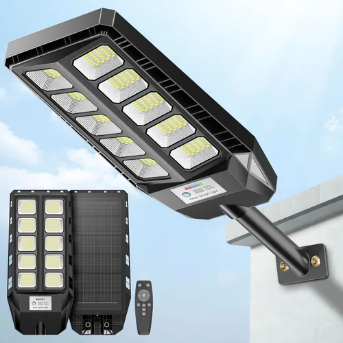Deepn Farolas solares para exteriores, luces solares de grado comercial para exteriores, impermeables, luz LED de estacionamiento del atardecer al