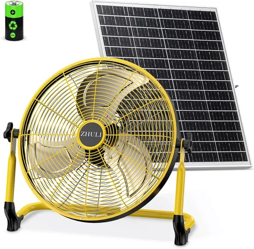 Miniatura 8 de ZHULI Ventilador de piso portátil de 10 pulgadas, ventilador de campamento inalámbrico recargable, motor sin escobillas de alta velocidad, hoja