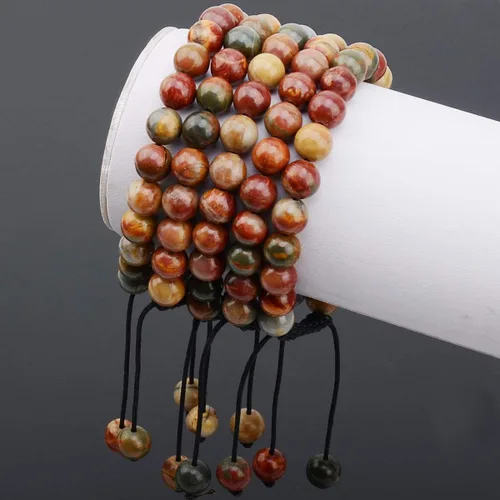 Miniatura 2 de Massive Beads - Pulsera de cuentas de cristales de macramé con poder curativo natural, unisex, ajustable, 516 pulgadas (8 mm)