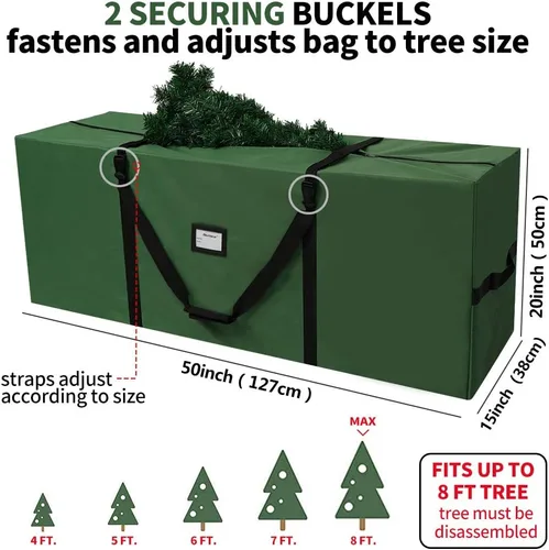 Miniatura 2 de AerWo Bolsa de almacenamiento para árbol de Navidad de 7.5 pulgadas, caja de almacenamiento extra grande para árboles artificiales de hasta 7.5 Verde