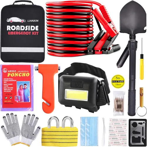 Miniatura 11 de LIANXIN Kit de Emergencia para Automóvil en Carretera - Kit de Seguridad para Automóvil Kit de Emergencia para Automóvil con Cables Puente Kit