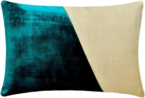 Miniatura 29 de Fabric Mart Direct Funda de cojín para sofá, fundas de cojín decorativas de color verde y gris, de 12 x 12 pulgadas, almohadas de retazos de bloques