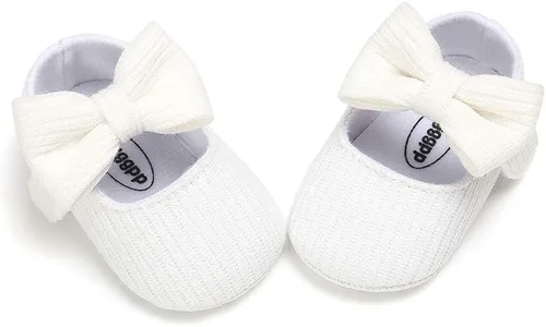 Miniatura 6 de Mary Jane - Zapatos planos con lazo floral de princesa, vestido de boda, suaves para recién nacidos, cuna, primeros caminantes, precaminantes