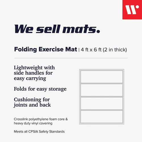 Miniatura 2 de We Sell Mats - Alfombrilla personal de ejercicio y fitness de 4 x 6 x 2 pulgadas para entrenamiento en casa - Ligera y plegable para transportar