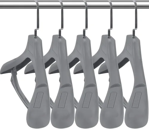 DEDU Perchas de Plástico Extra Anchas para Trajes de Hombre, Paquete de 15, Ancho 17.7", Perchas Grises para Suéter sin Protuberancia en el Hombro