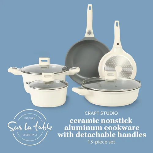 Miniatura 2 de Sur La Table Kitchen Essentials - Juego de utensilios de cocina de 13 piezas con mango desmontable, sin PFA, cerámica de alta calidad, Blanco