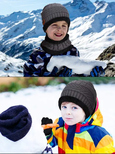 Miniatura 7 de Conjunto de bufanda de invierno para niños, gorro de punto para niños y niñas, as pictures shown