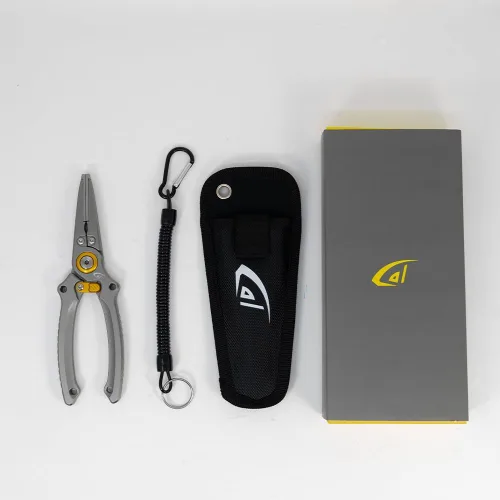 Miniatura 6 de danco Cortador de pesca central de aluminio de 7.5 "con funda, línea de pesca y cortador de alambre, seguro para agua salada, pesca de agua