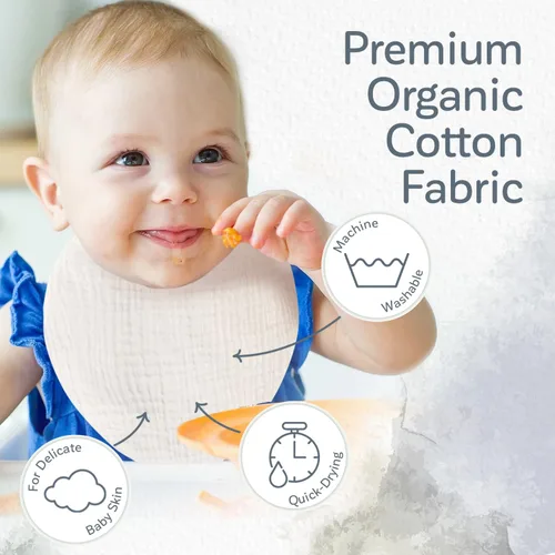 Miniatura 3 de KiddyCare Baberos de muselina orgánica para niñas y niños de 0 a 6 meses Baberos bandana para bebé, súper suaves para babear y dentición, babero