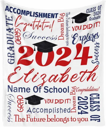 Miniatura 18 de Manta personalizada de graduación 2025 para regalo de graduación de graduado, nombre personalizado de graduado y manta escolar, manta suave y ligera