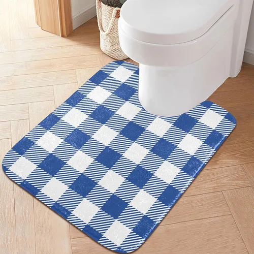 Miniatura 16 de Tapete de baño a cuadros negros y morados, suave, absorbente, lavable, tapete de baño para suelo de baño, tapete de baño antideslizante para baño