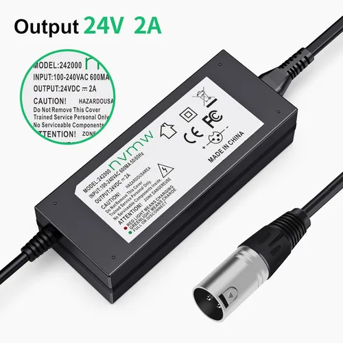 Miniatura 4 de 24V 2A Cargador de batería para scooter eléctrico, adecuado para Go Go Elite Traveler, Pride Mobility, batería de silla eléctrica Jazzy y Plus Ezip