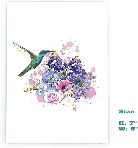 Miniatura 3 de Teabug Cards Floral Symphony: A Hummingbird Pop-Up Tarjeta de felicitación, tarjeta de cumpleaños, tarjeta del día de la madre, todas las ocasiones