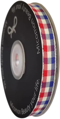 Miniatura 2 de Cinta a cuadros de guinga – 25 yardas, rojo y azul (3/8 pulgadas) para decoración de Navidad y embalaje de regalo