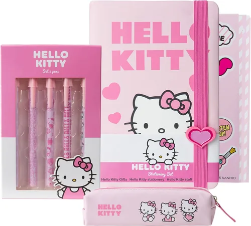 Miniatura 7 de Get Trend Regalos de Hello Kitty Cinnamoroll - Juego de papelería para cuaderno, bolígrafos kawaii, estuche para lápices, calcomanías de anime