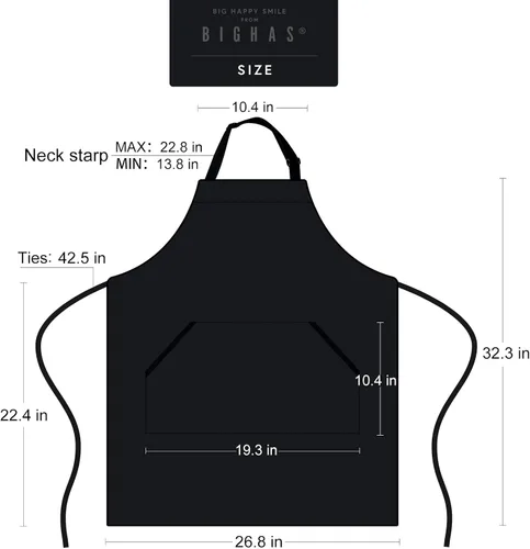 Miniatura 6 de BIGHAS - Delantal ajustable con babero y lazos largos, disponible en 18 colores, ideal para chefs, cocina, hogar, restaurante, mujeres, hombres