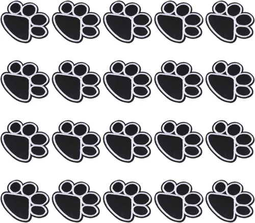 EXCEART 20 piezas de parche de pata de cachorro para perro, apliques bordados, parches de costura para manualidades, accesorio de tela de costura