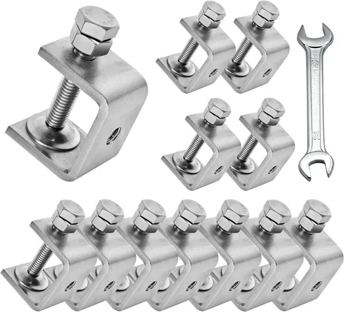Miniatura 14 de 2 piezas de abrazaderas C de acero inoxidable 304 resistentes tipo tigre para carpintería, con mordazas anchas estables y almohadillas protectoras