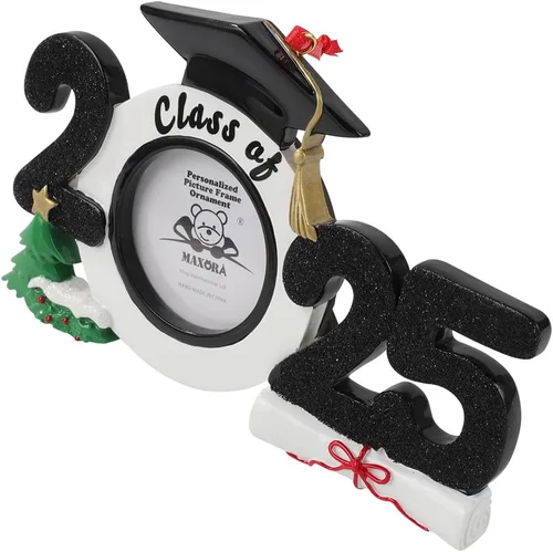 Miniatura 5 de Adorno personalizado para graduado 2025, adorno de Navidad de graduación de clase 2025, adornos de marco de fotos de graduación de felicitaciones