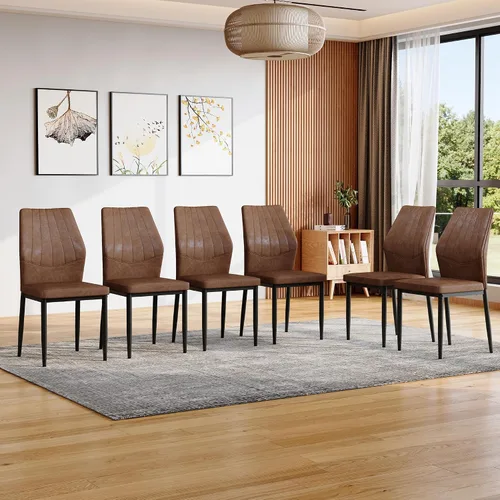 Miniatura 15 de Juego de 4 sillas de comedor negras, modernas sillas de cocina de piel sintética con cojín suave y patas de metal negro, impermeables y fáciles