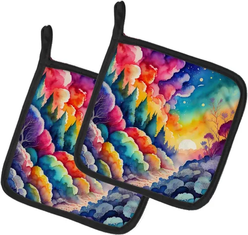 Miniatura 70 de Caroline's Treasures Juego de soportes para ollas de cocina coloridos de Asters, resistentes al calor, almohadillas calientes para cocinar, hornear