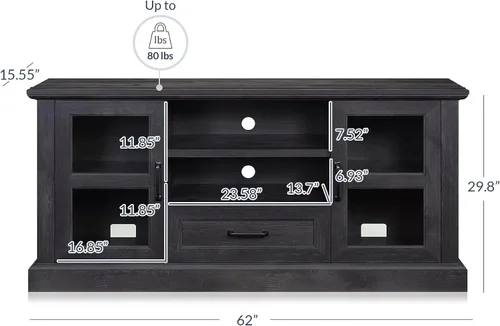 Miniatura 3 de BELLEZE Trussati - Mueble rústico de TV de 62 pulgadas, se adapta a televisores de hasta 70 pulgadas, consola central de entretenimiento