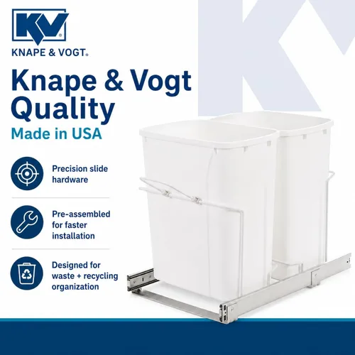 Miniatura 6 de Knape & Vogt SBM15-2-35WH - Bote de basura extraíble para montaje inferior de gabinete, 18.8 x 14.25 x 22 pulgadas