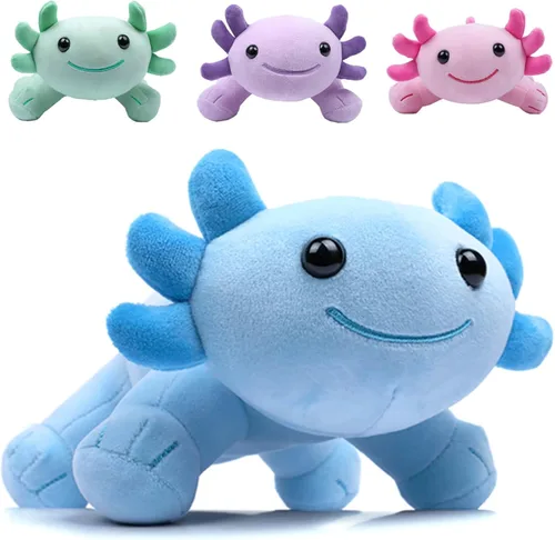 Axolotl - Juguete de peluche, suave y lindo ajolote de 10.8 pulgadas, almohada de felpa de algodón de peluche Kawaii Salamandra Animal para niños y