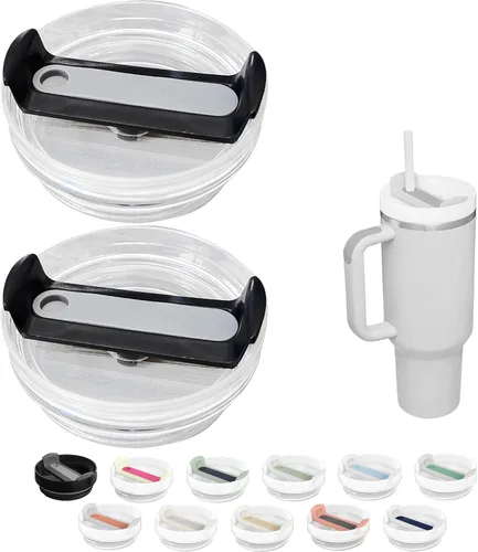 Miniatura 18 de Tapa de Vaso de 40 OZ Compatible con Stanley Quencher, Paquete de 2 Tapas de Vaso de Acero Inoxidable a Prueba de Derrames y Resistentes a