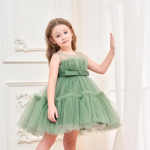Miniatura 3 de Miipat Vestido de niña de flores para bebé, boda, fiesta, tul, princesa, vestido de baile, vestido formal con lazo para la cabeza