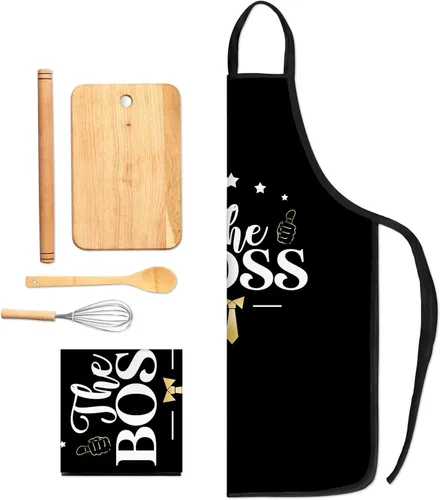 Miniatura 3 de Regalos del día del jefe para mujeres y hombres, delantales de The Boss & The Real Boss, regalos de boda para parejas, parrilla, cocina, horneado