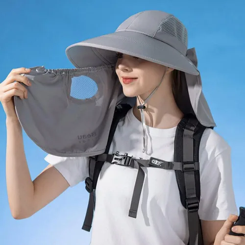 Miniatura 3 de KORADI Sombreros de pesca solar para mujer, ala ancha, protección UV, plegable, sombrero de verano con solapa desmontable
